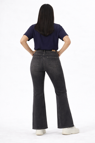 Washed Black Flared Jeans