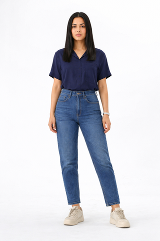 Mid Blue Tapered Jeans