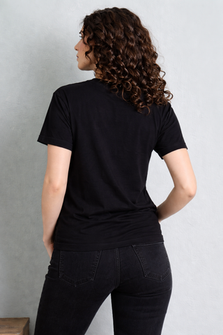 Try Náao Beer Graphic Tee – Women's Black Cotton Statement Shirt