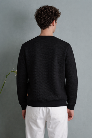 Textured Crew Neck Sweatshirt – Black