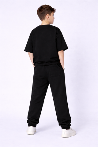 Black Printed Boys Trouser