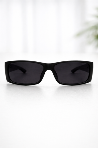 Sleek Rectangular Sport Shades – Matte Black