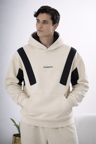 Ivory Contrast Panel Hoodie