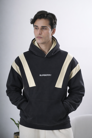 Black Contrast Panel Hoodie