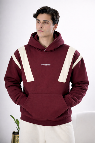Maroon Contrast Panel Hoodie
