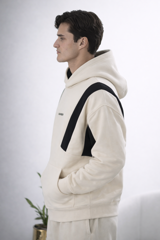 Ivory Contrast Panel Hoodie