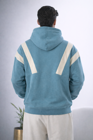 Teal Contrast Panel Hoodie