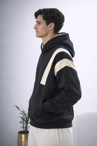 Black Contrast Panel Hoodie