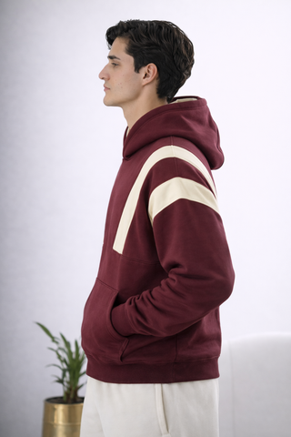 Maroon Contrast Panel Hoodie