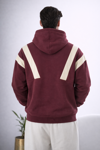Maroon Contrast Panel Hoodie