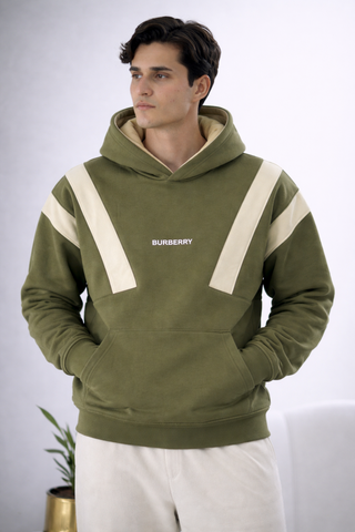 Olive Contrast Panel Hoodie