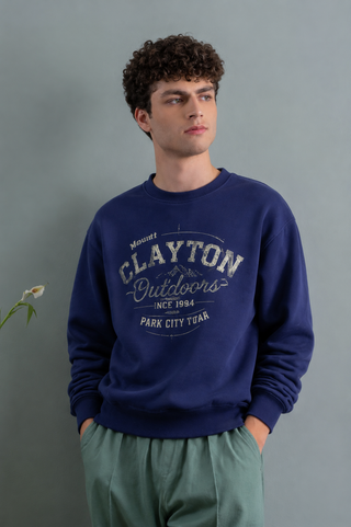 Vintage Graphic Sweatshirt – Navy Blue Ecowears Store