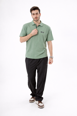 Sage Green Stripe Polo Tee