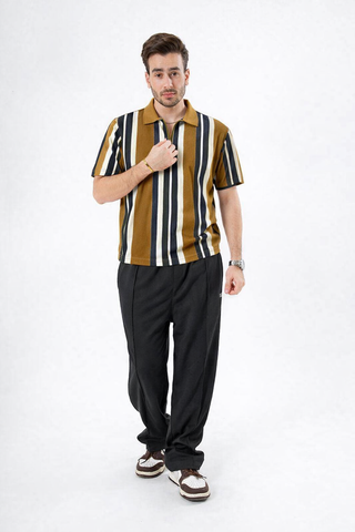 Mustard Multi Stripe Polo Tee