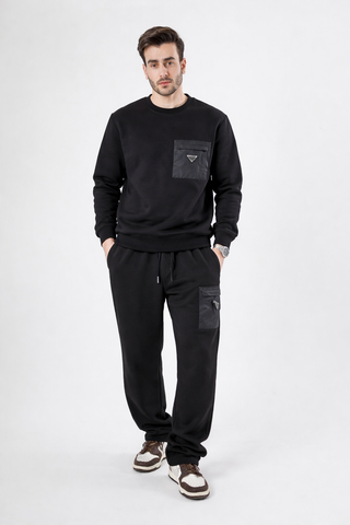 Black Tech Sweatshirt & Jogger Tracksuit