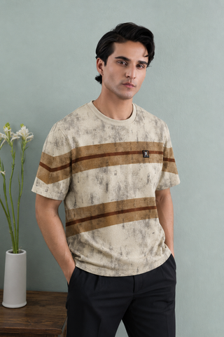 Earth Tone Marble Stripe Tee – Sand