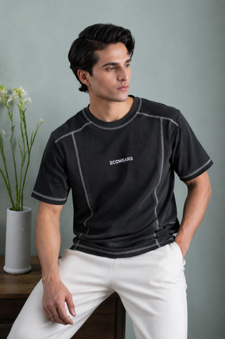 Minimal Stitch Performance Tee – Charcoal