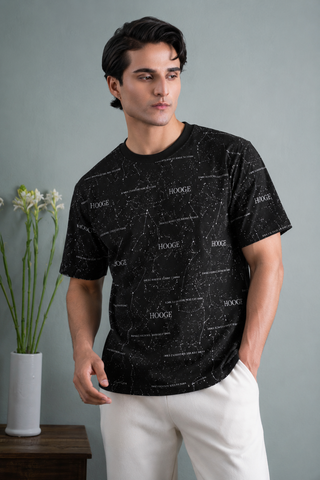 Galaxy Text Print Tee – Black