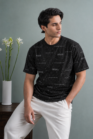 Galaxy Text Print Tee – Black