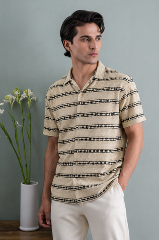 Heritage Pattern Resort Shirt – Beige