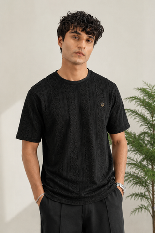 Midnight Black Textured Signature Tee