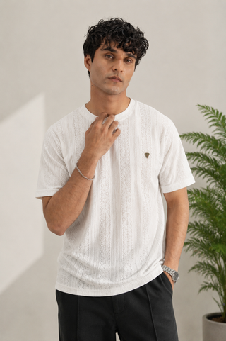 Ivory White Textured Signature Tee