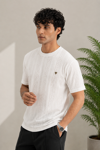 Ivory White Textured Signature Tee