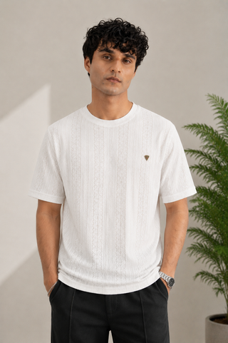 Ivory White Textured Signature Tee