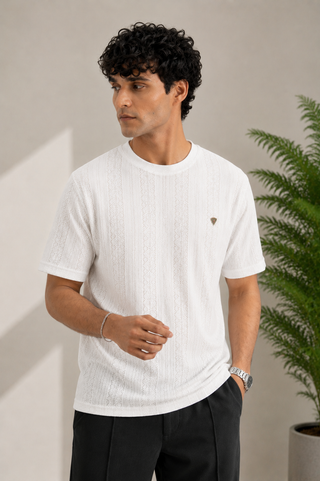 Ivory White Textured Signature Tee