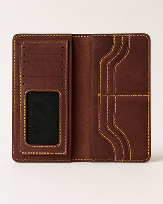 Maroon Leather Long Wallet