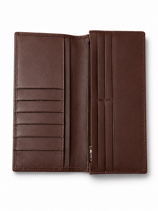 Dark Brown Leather Long Wallet