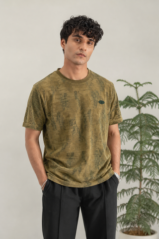 Olive Textured Print Tee