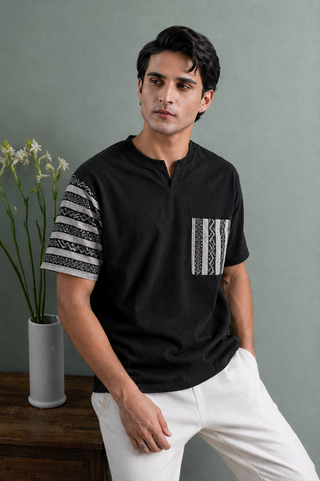 Black Tribal Contrast Tee