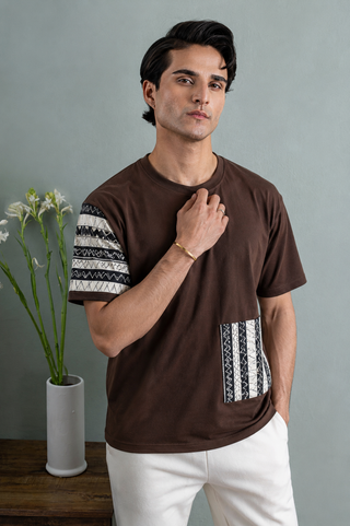 Brown Tribal Contrast Tee