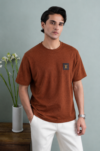 Rust Textured Casual Tee