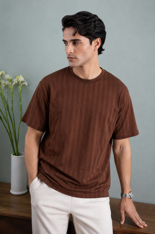 Rust Brown Stripe Tee