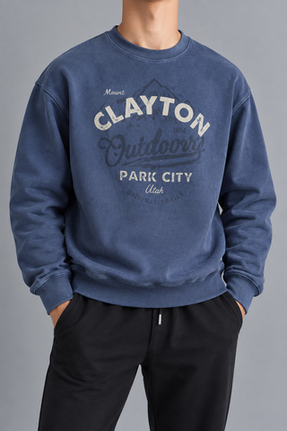 Vintage Wash "Clayton Outdoors" Graphic Sweatshirt Ecowears Store