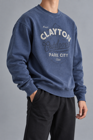 Vintage Wash "Clayton Outdoors" Graphic Sweatshirt Ecowears Store