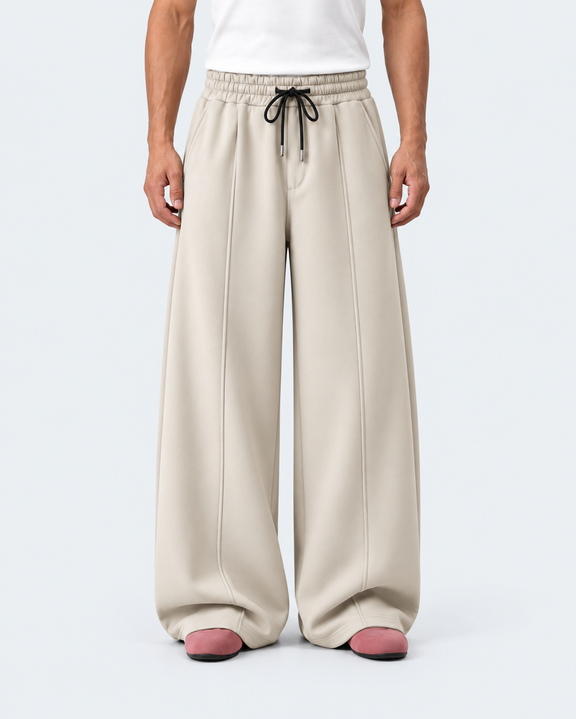 
                          Relaxed Fit Platted Trouser - Cream Beige Ecowears.pk
                        