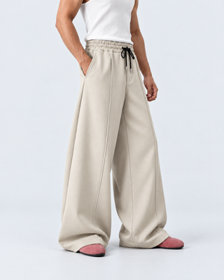 Relaxed Fit Platted Trouser - Cream Beige Ecowears.pk
