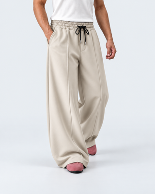 Relaxed Fit Platted Trouser - Cream Beige Ecowears.pk