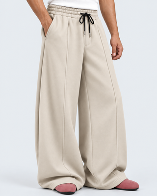 Relaxed Fit Platted Trouser - Cream Beige Ecowears.pk