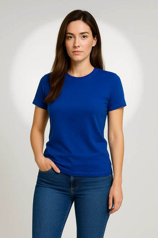Classic Blue Crew Neck T-Shirt – Women's Everyday Essential - Ecowears.pk