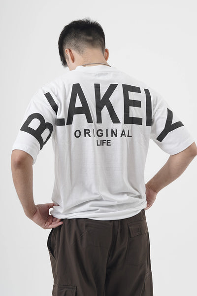 Classic Crew Neck White Cotton T-Shirt with Drop Shoulder Fit