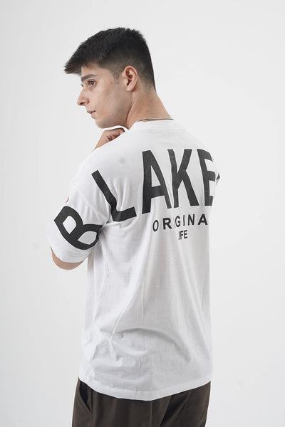 Classic Crew Neck White Cotton T-Shirt with Drop Shoulder Fit