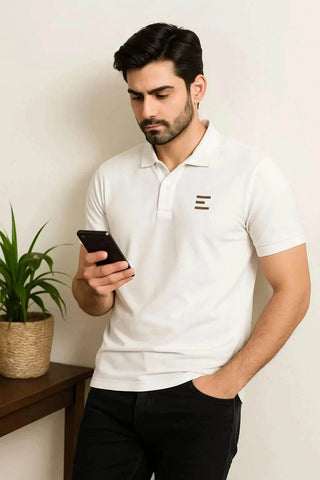 Classic White Polo Shirt for Men - Premium Casual Wear - Ecowears.pk