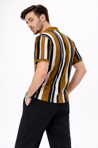 Mustard Multi Stripe Polo Tee