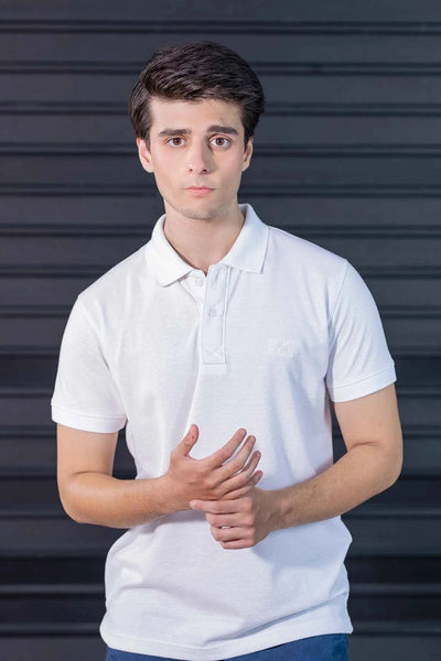 Crisp White Polo Shirt for Men – Classic Collar