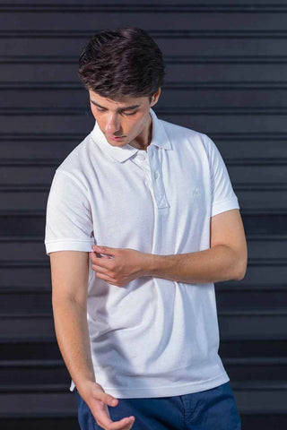 Crisp White Polo Shirt for Men with Classic Collar - Timeless Style and Comfort - Ecowears.pk