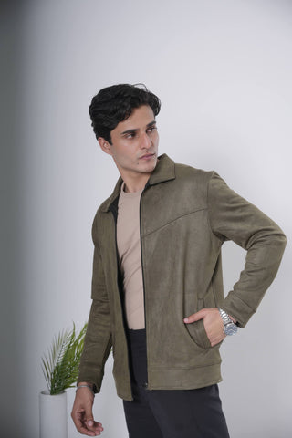 Olive Green Zip-Up Jacket